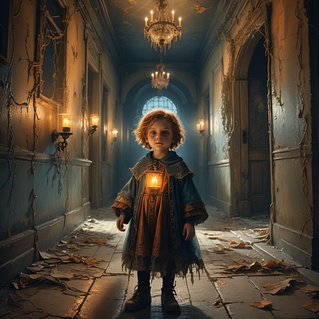 Eerie Spirit in Abandoned Mansion: Digital Matte Painting