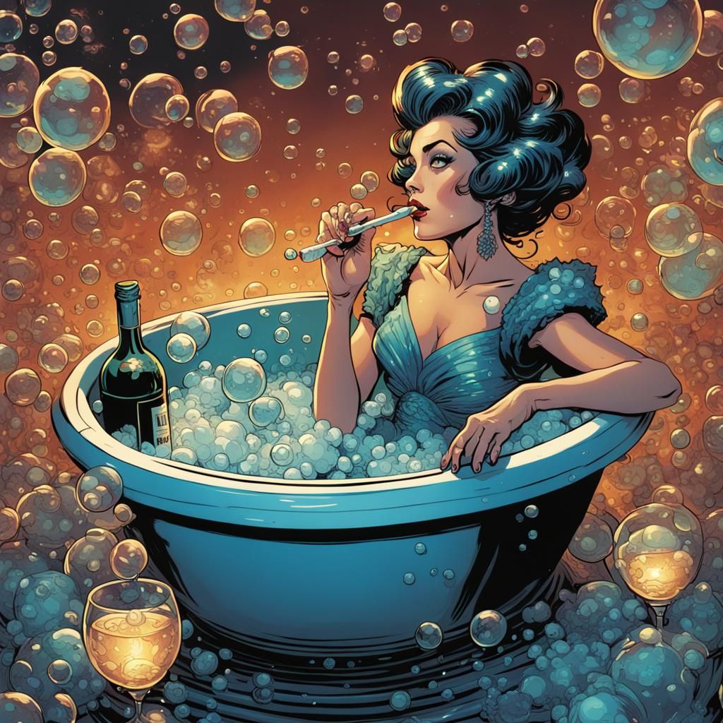 Glamorous Fly Bathing: Comic Book Style Art