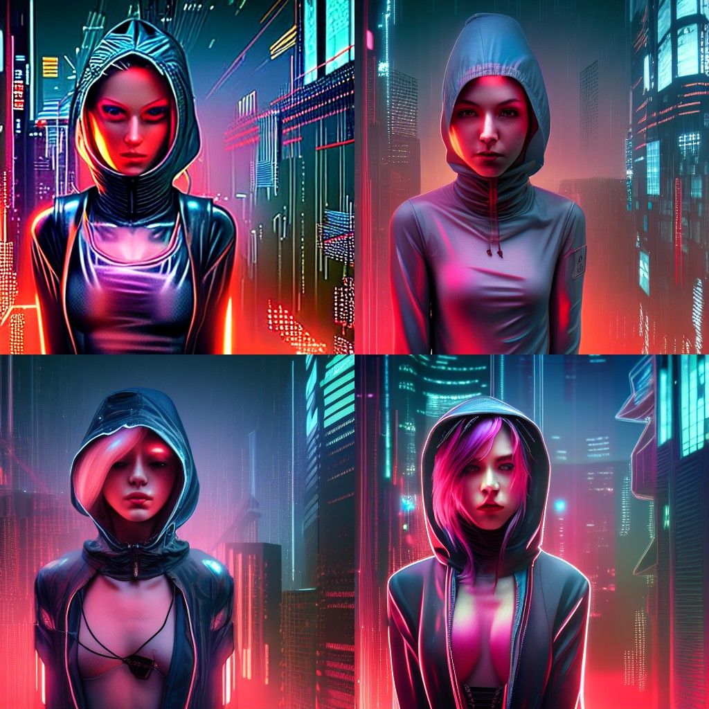 Cyberpunk Girl with Hood in Cel-Shaded CGI