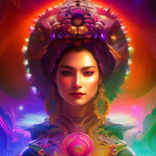 Surreal Electron Neutrino Portrait in Vibrant Geometric Styl...