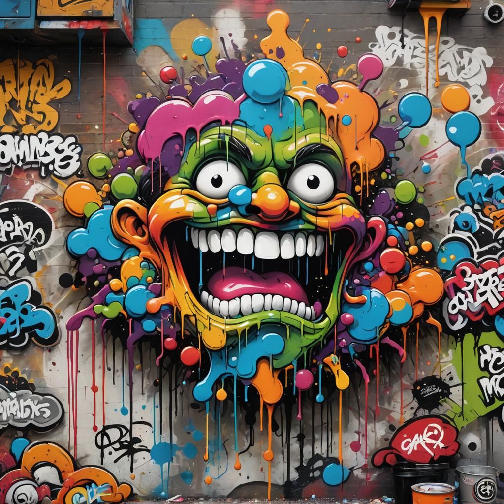 Comedy Central Graffiti Art in Polychromatic Street Style