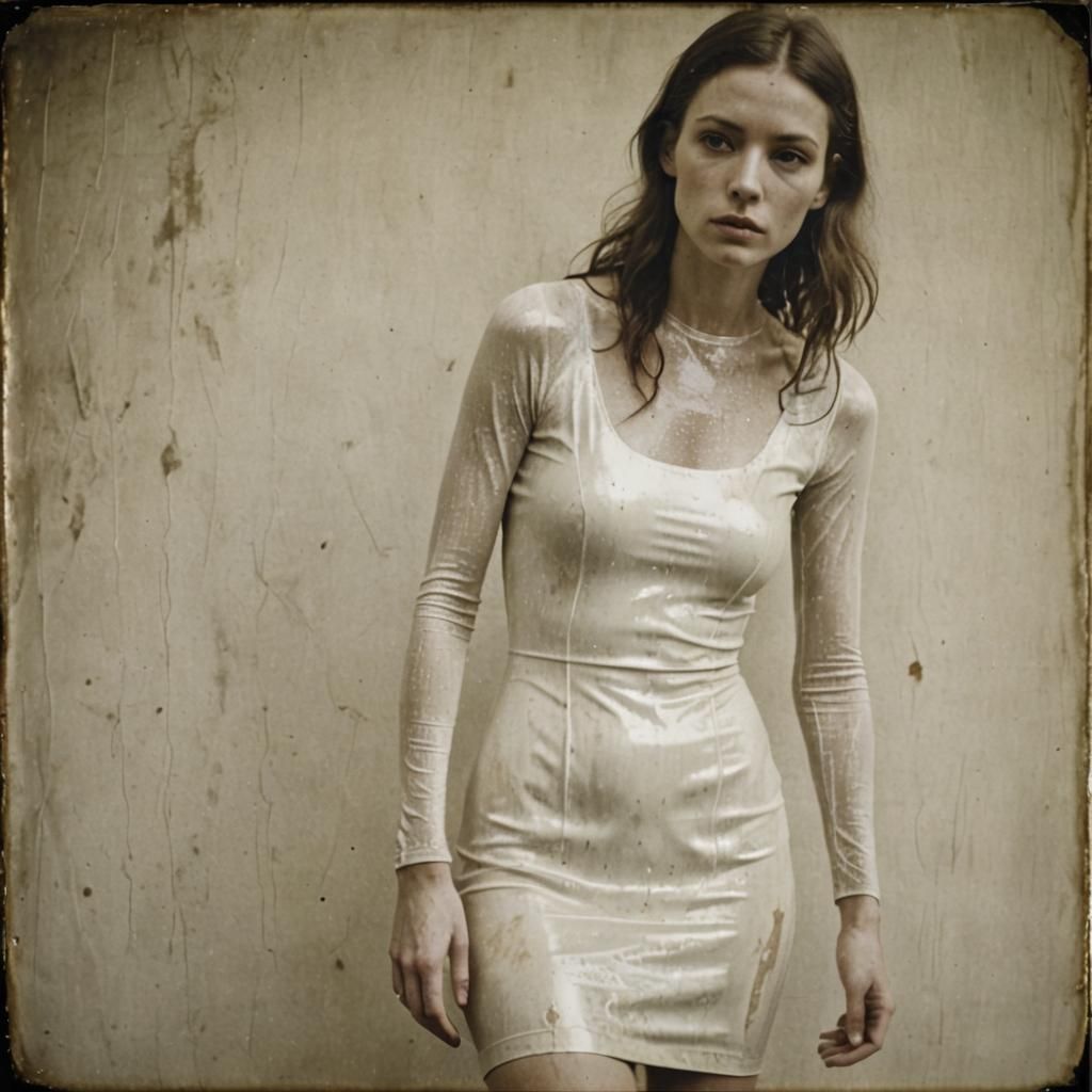 Woman in White Dress as Gum Bichromate Print