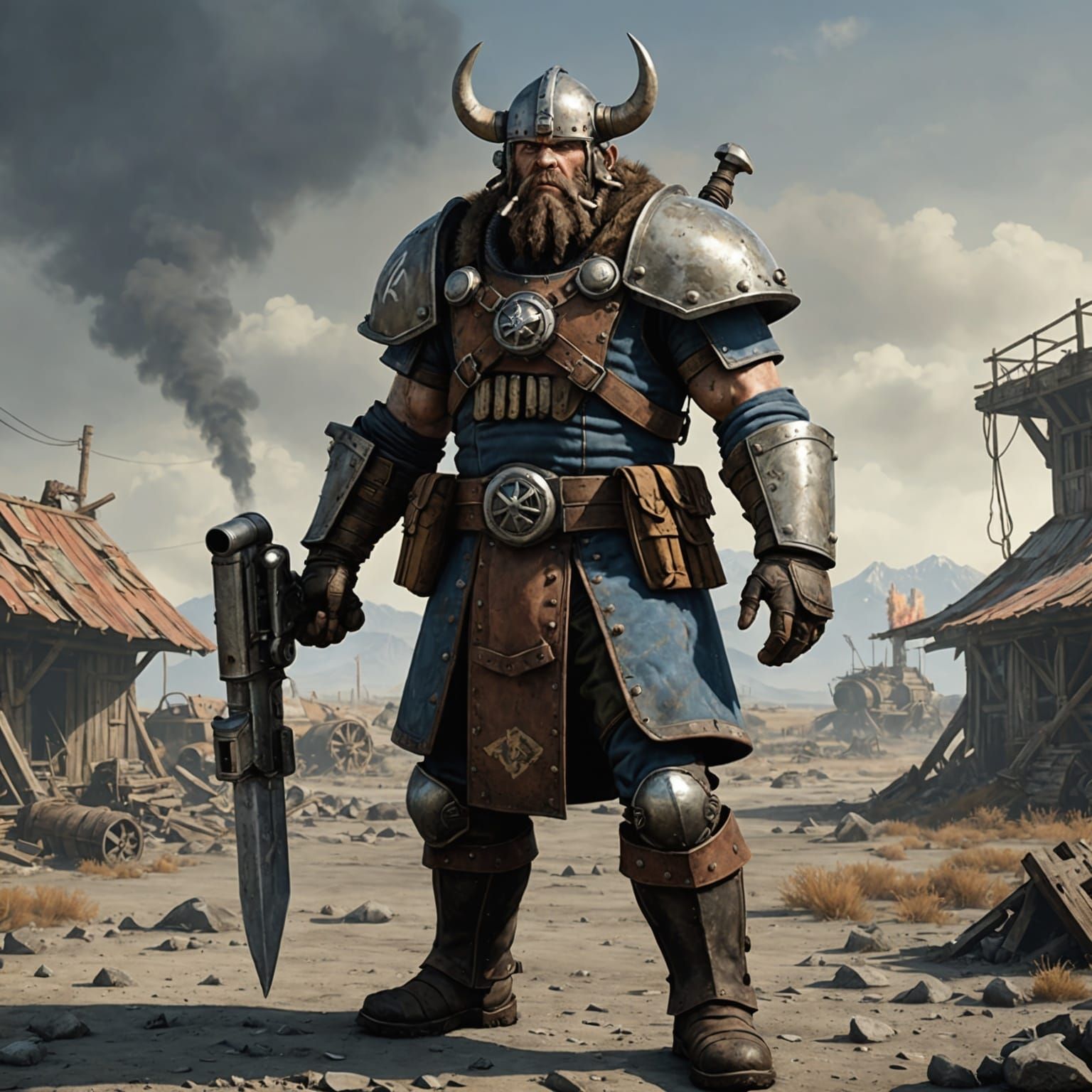 Futuristic Viking Berserker in Fallout Style