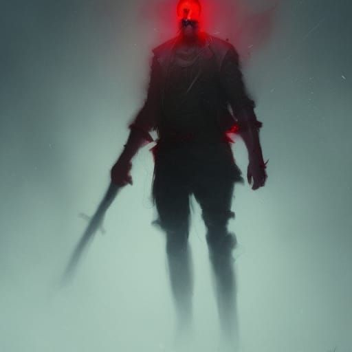 Hateful Man with Red Eyes: Dark Fantasy Art