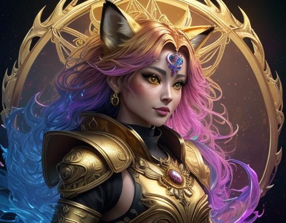 Golden Fox in Graffiti Art Style