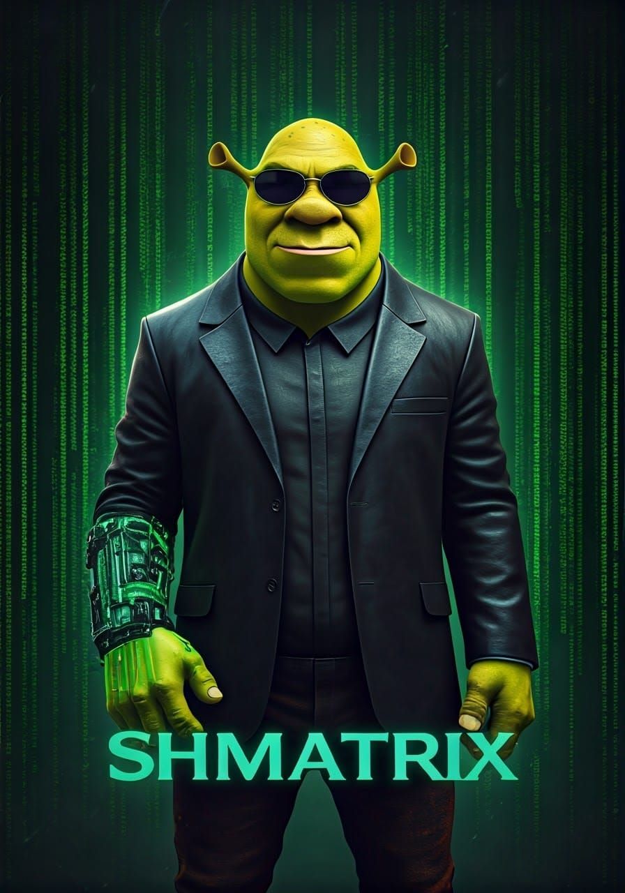 Shrek as Neo in Matrix, Cyberpunk Style