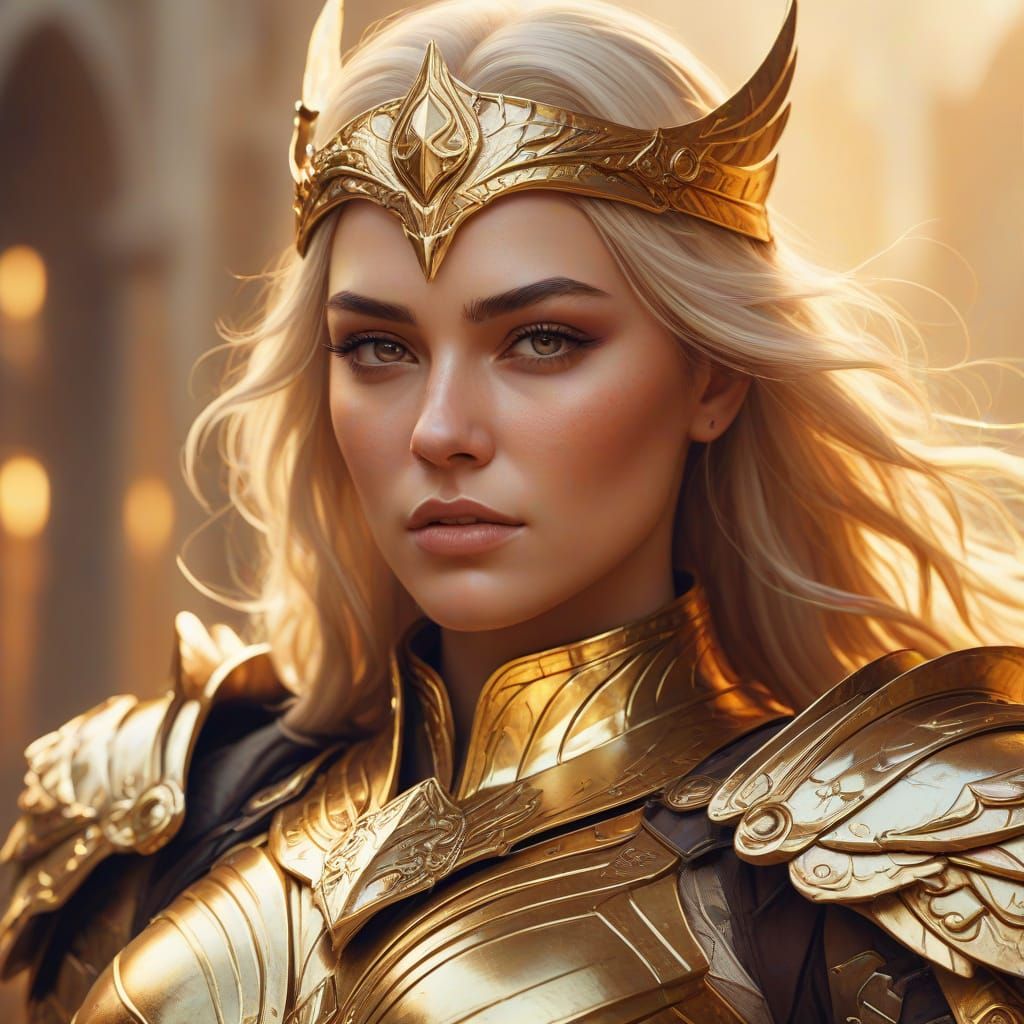 Valkyrie Warrior Woman in Golden Armor