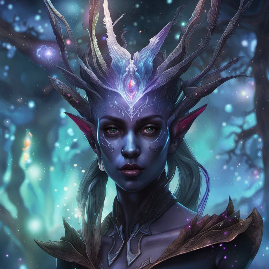 Realistic Dark Elf in Forest, Fantasy Masterpiece