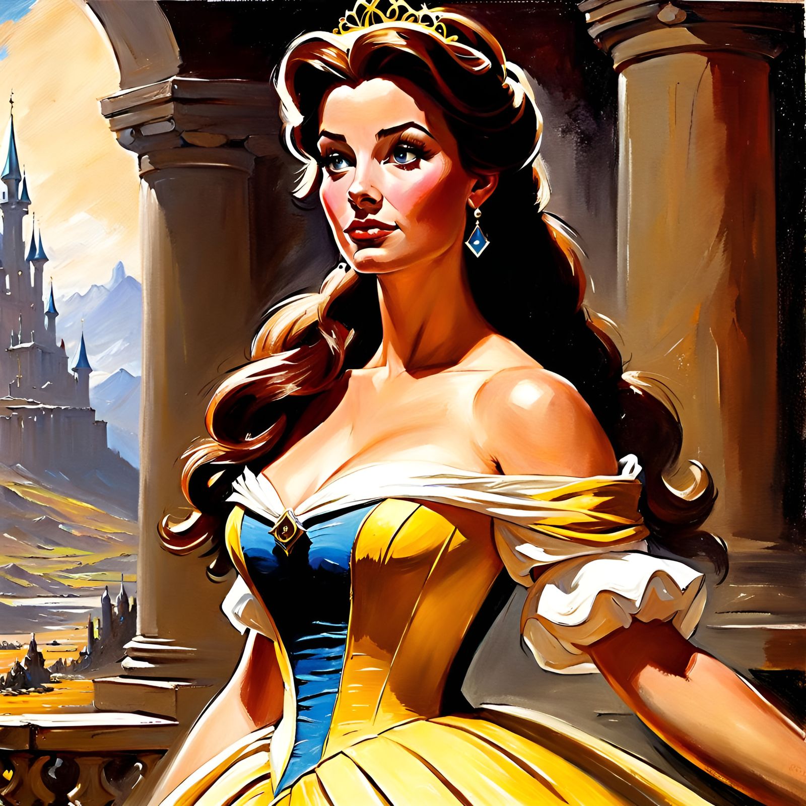 Realistic Oil Painting of Princess Belle