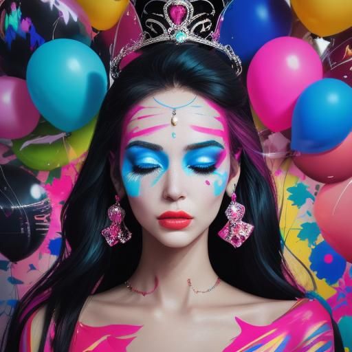 Melancholic Pop Art Portrait of a Party Girl