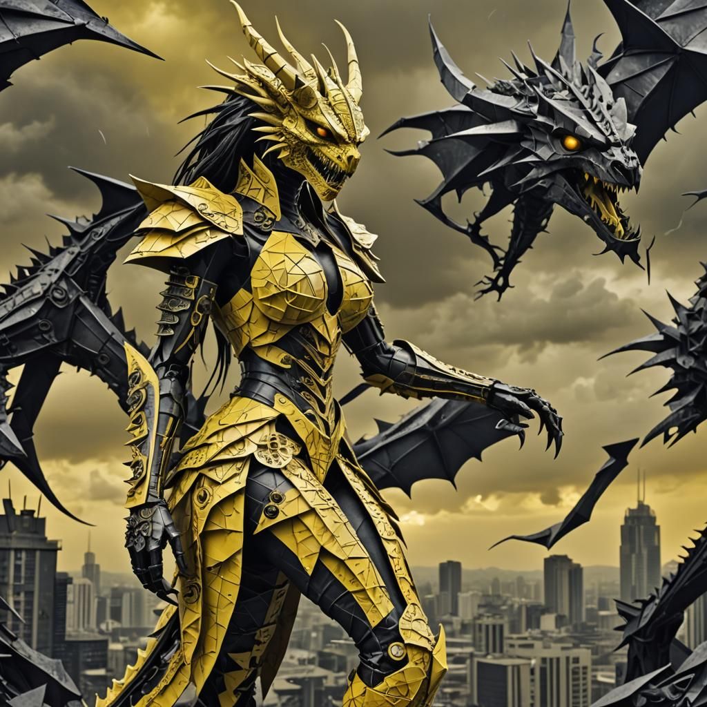 Anime Punk Metal Dragon in Dystopian Apocalypse