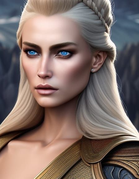 Ethereal Norse Goddess of Spring in Watercolor Style