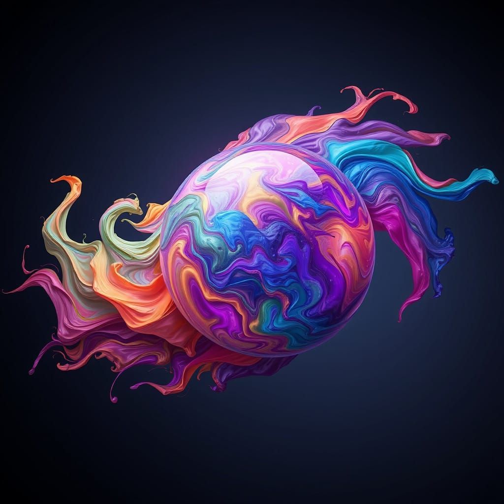 Celestial Glow: Iridescent Orb in Dynamic Movement