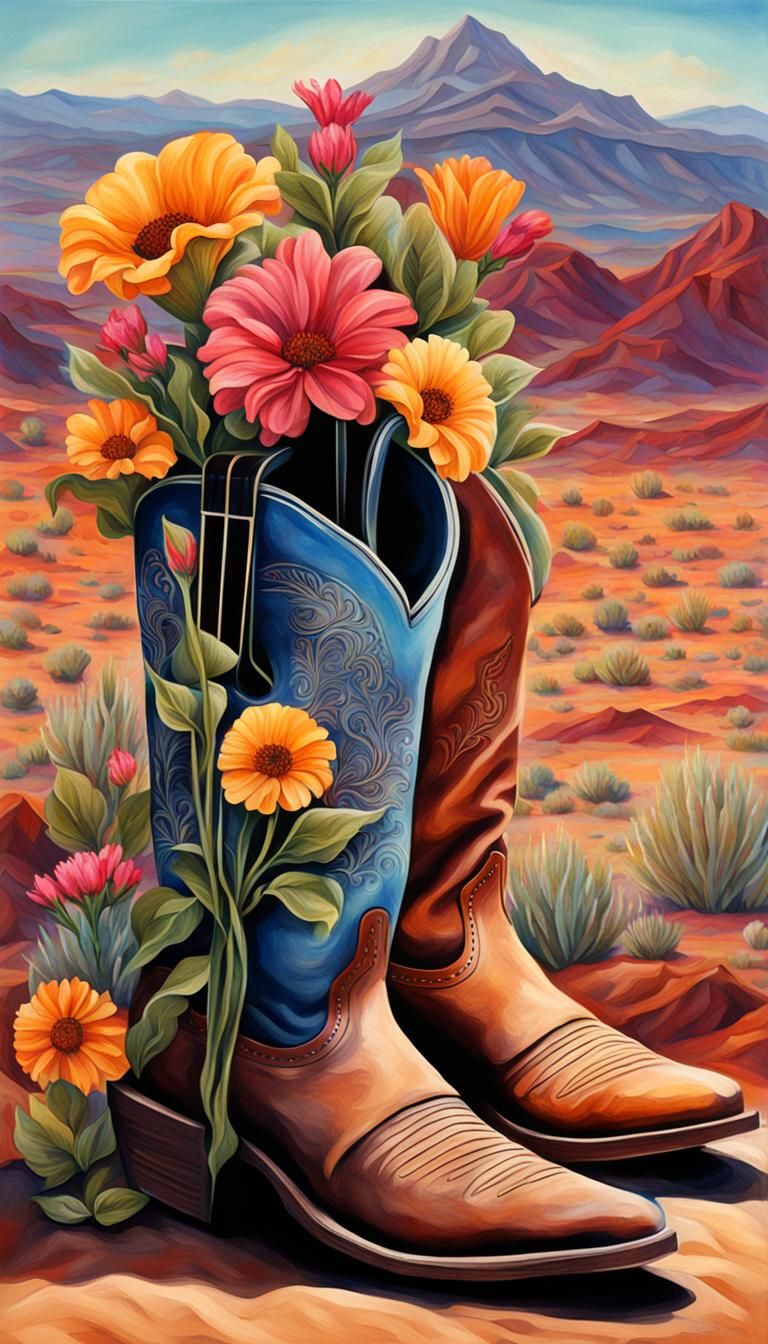 Cowboy Boot Blooms in Desert Guitar Mountain