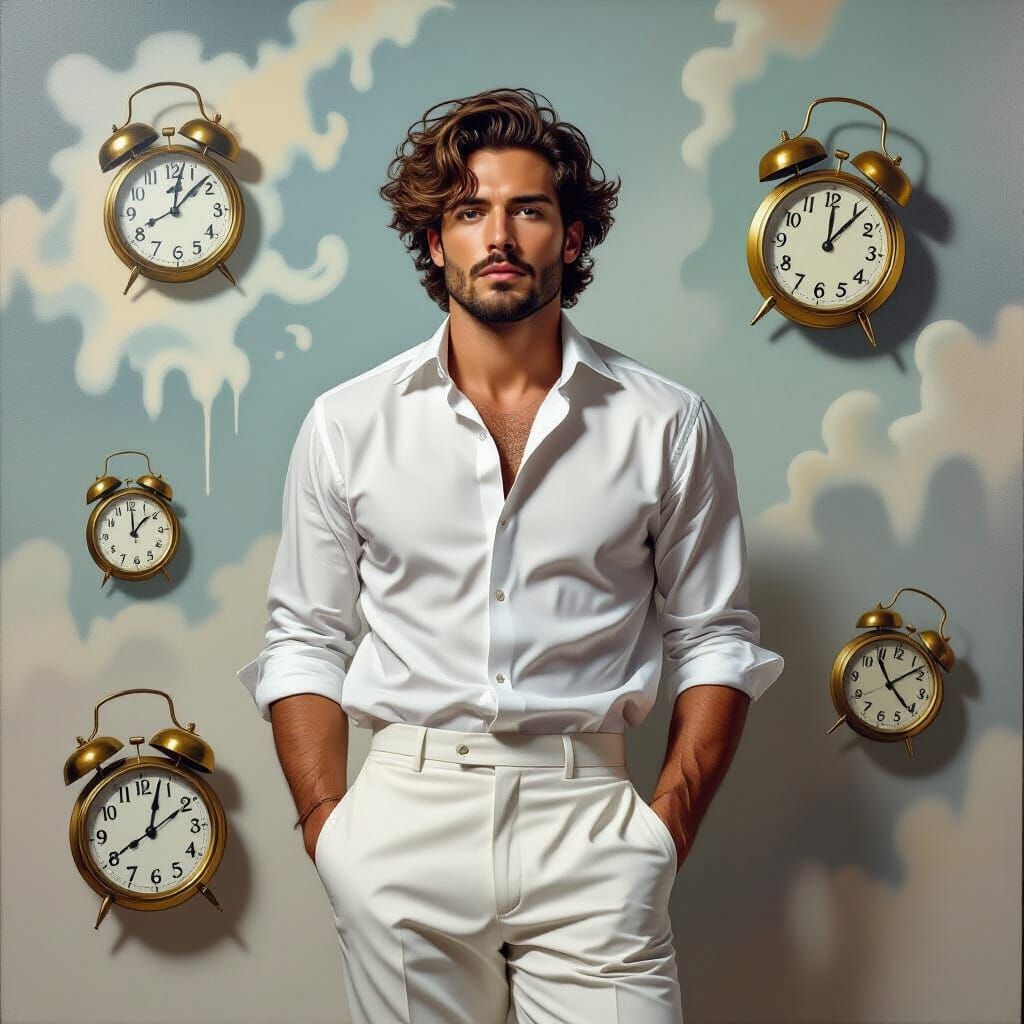 Surreal Dreamscape with Melting Clocks, in Dali Style