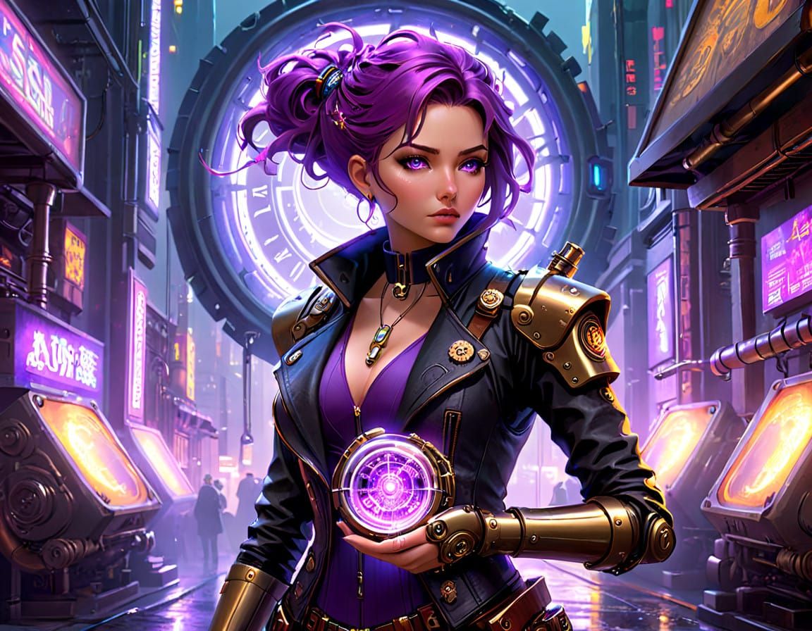 Cyberpunk Mad Scientist in a Futuristic Cityscape