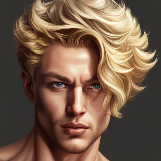 Hyperrealistic Portrait of Adonis with Splash Art