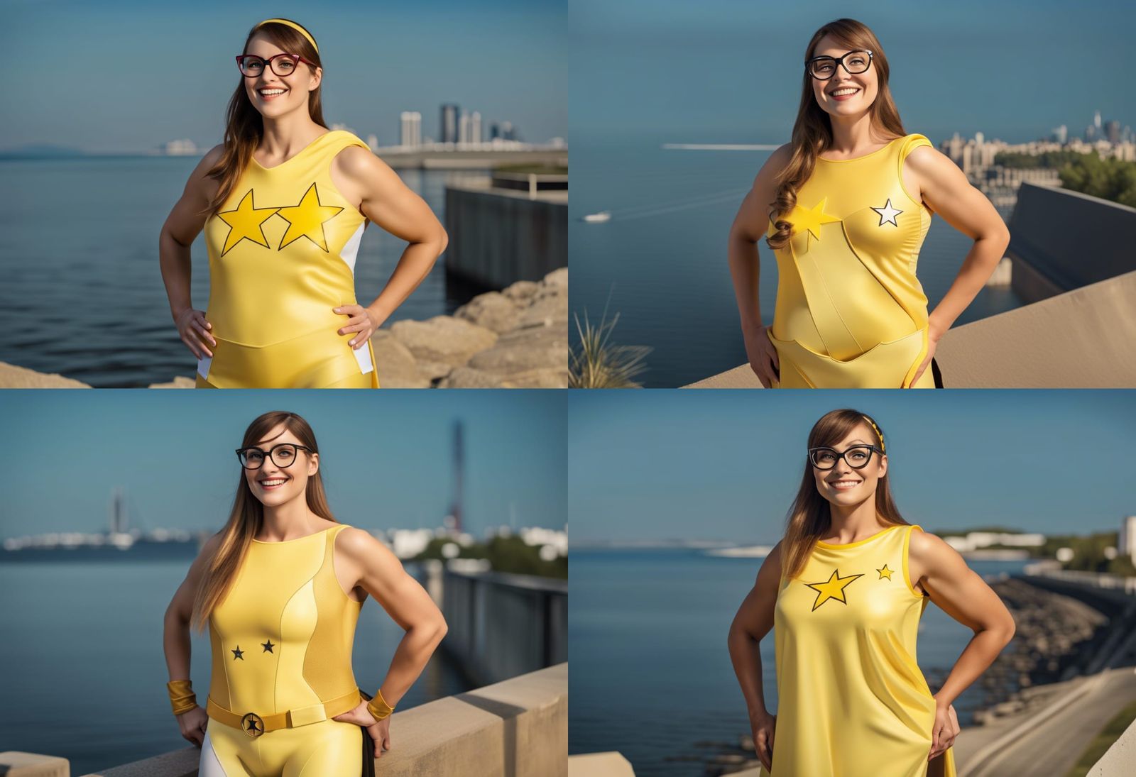 Superheroine with Star Emblem and Cape