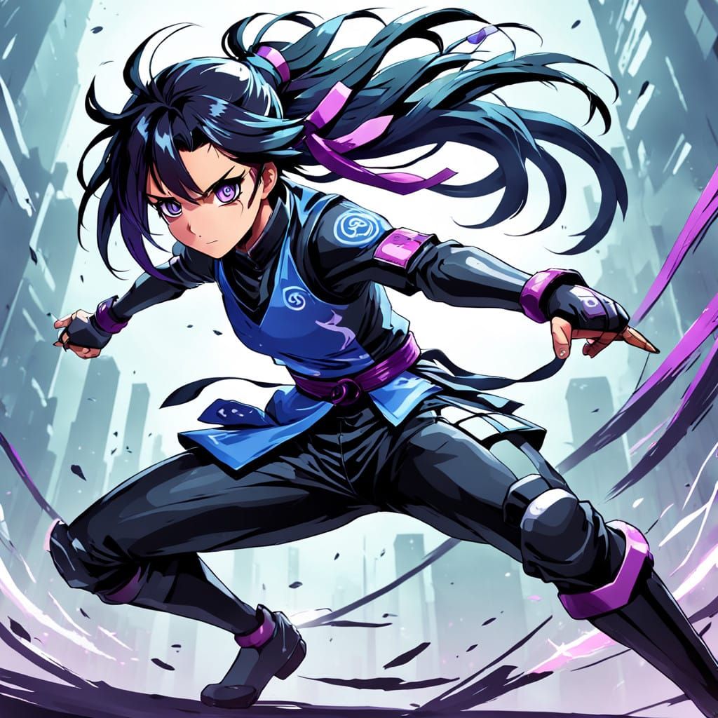 Lithe Kunoichi Embodies Rebellion in Anime-Inspired Art