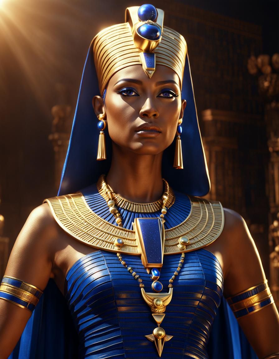 Goddess Hathor in Gold and Lapis Lazuli