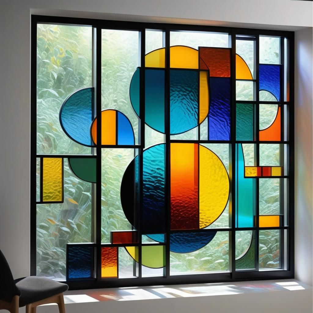 Modern Stained Glass with Abstract Shapes and Light