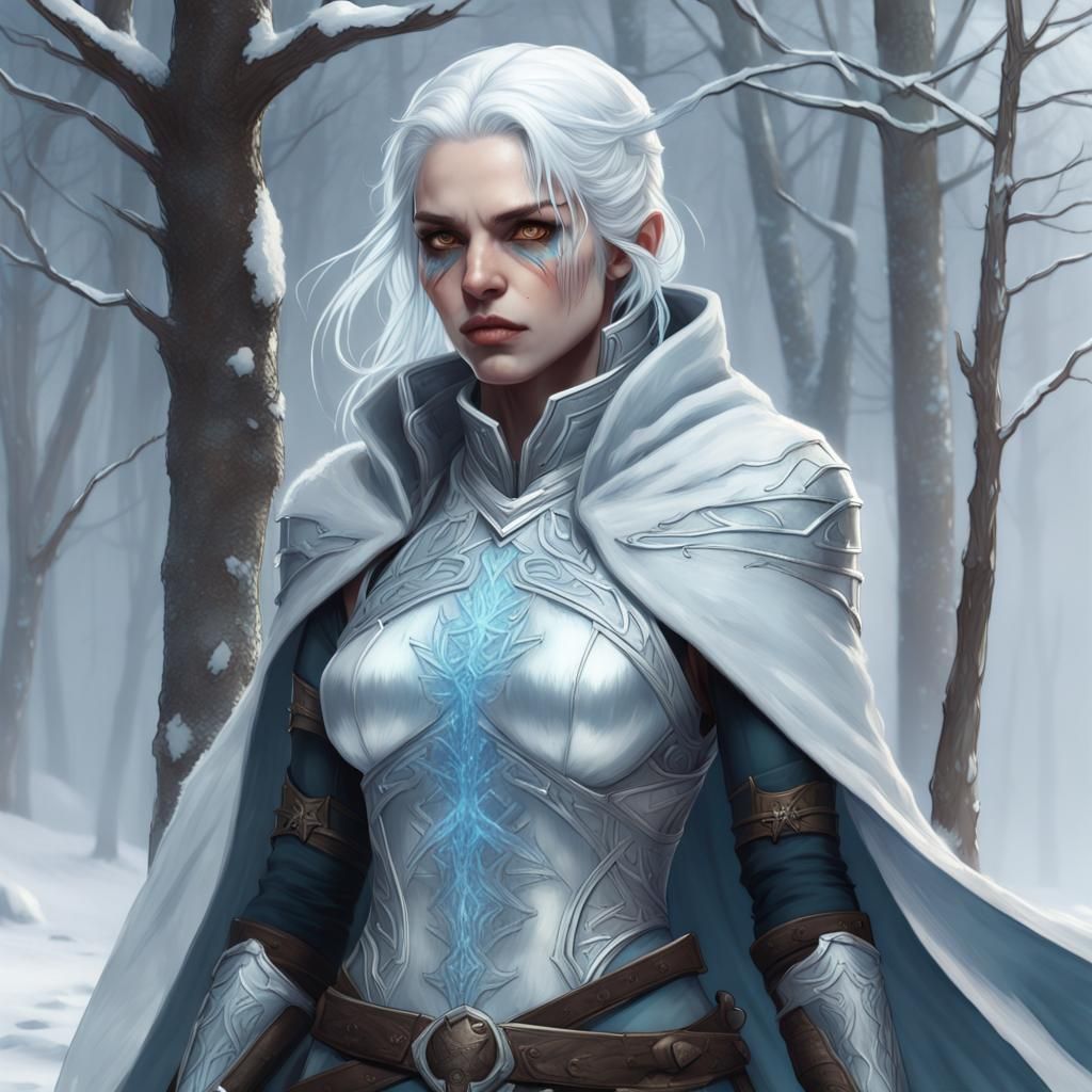 Ice Queen in Snow: Hyperdetailed Concept Art