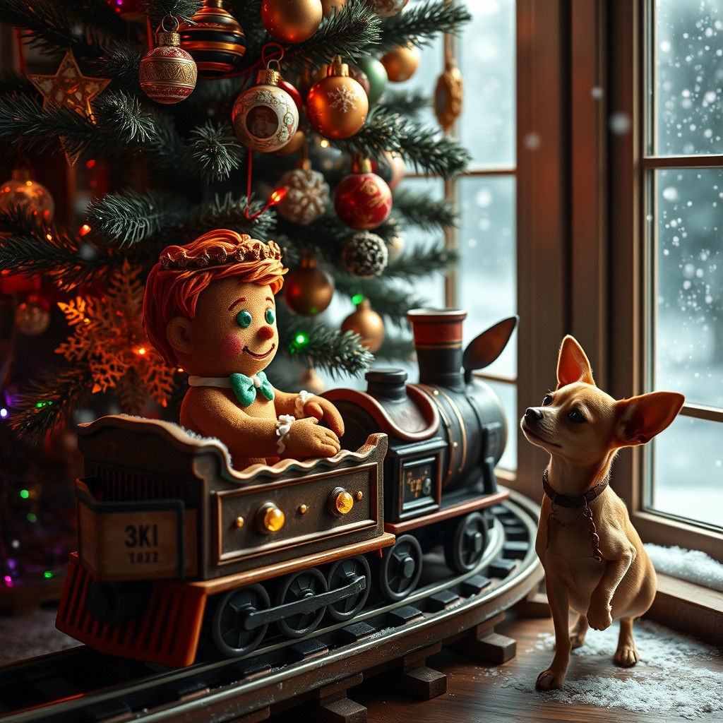 Gingerbread Man on a Christmas Train