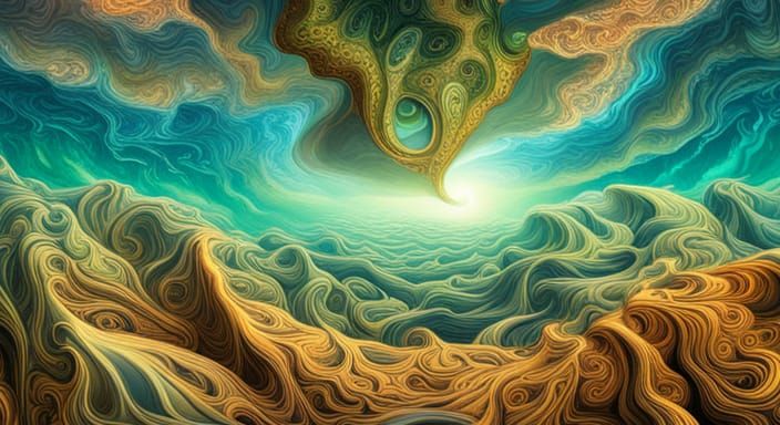Vibrant Fractal Landscape with Fantasy Creatures in 3D