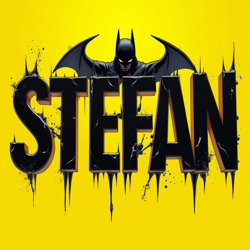 STEFAN Letters with Batman in Comic Book Style