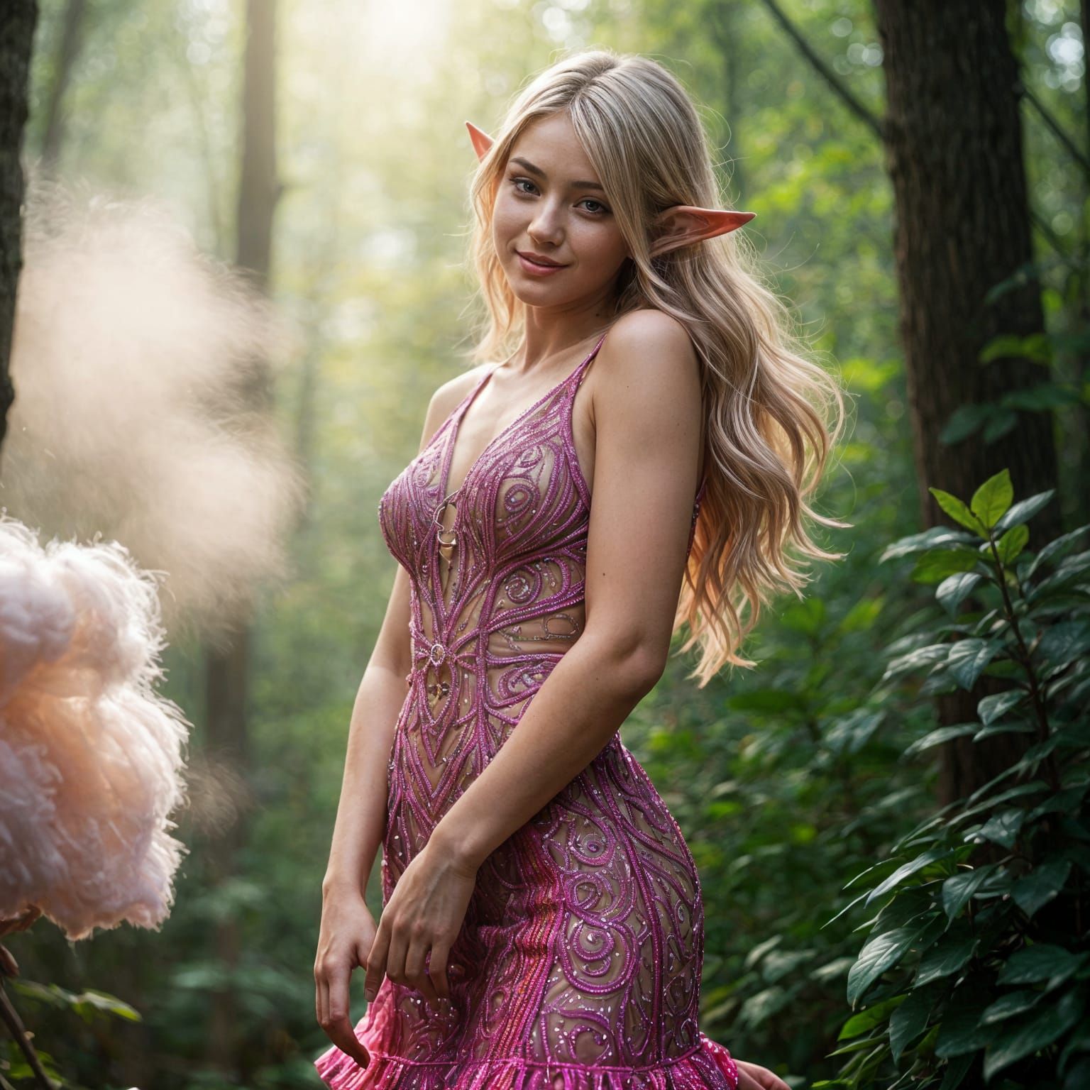 Ethereal Woodland Beauty Wears Whimsical Miniature Dress