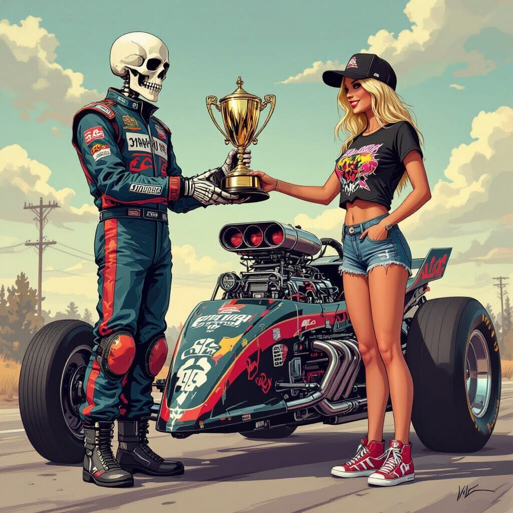 Skeleton Wins Drag Race in Dystopian Future