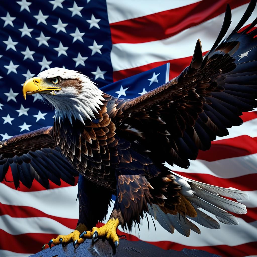 Eagle and Flag Laser Engraving Design