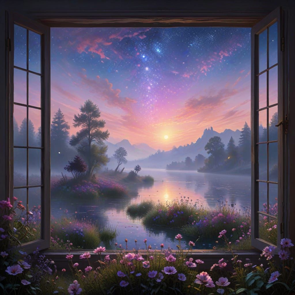 Dreamy Morning Landscape in Hyperrealistic Style