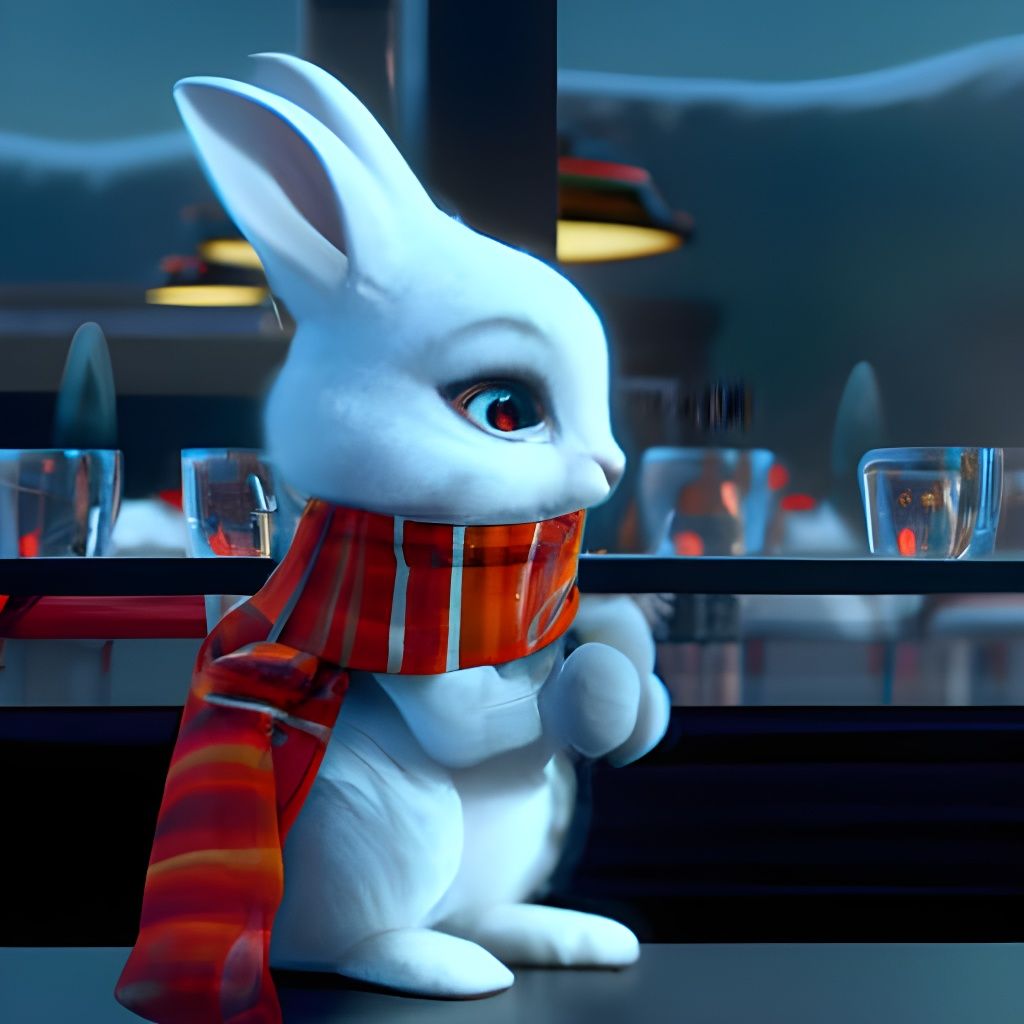 Rabbit in Scarf: 3D Comic Pop Art