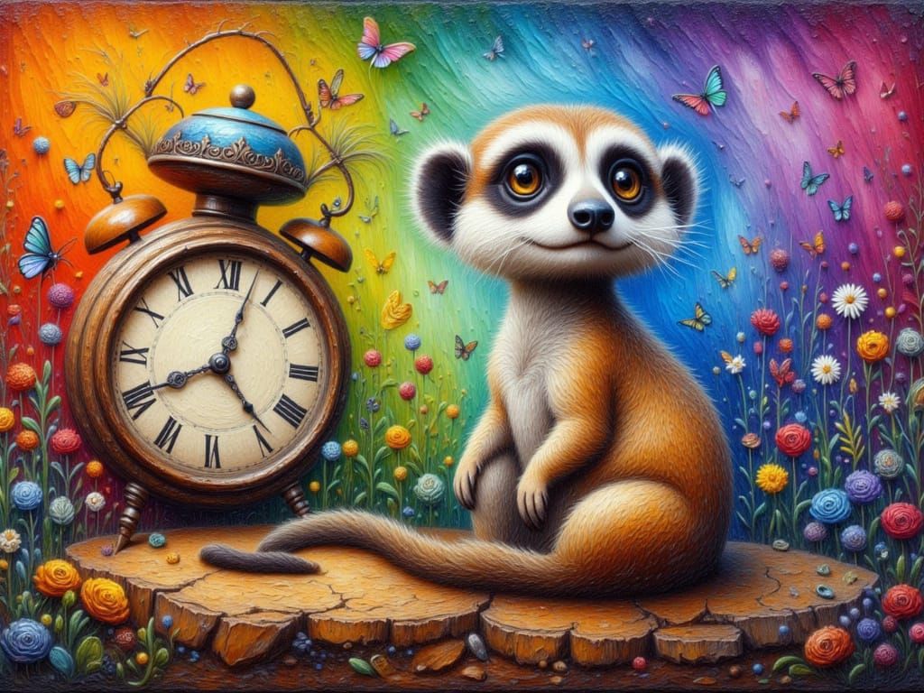 Whimsical Meerkat in Vibrant Colors with Acrylic Paint Style