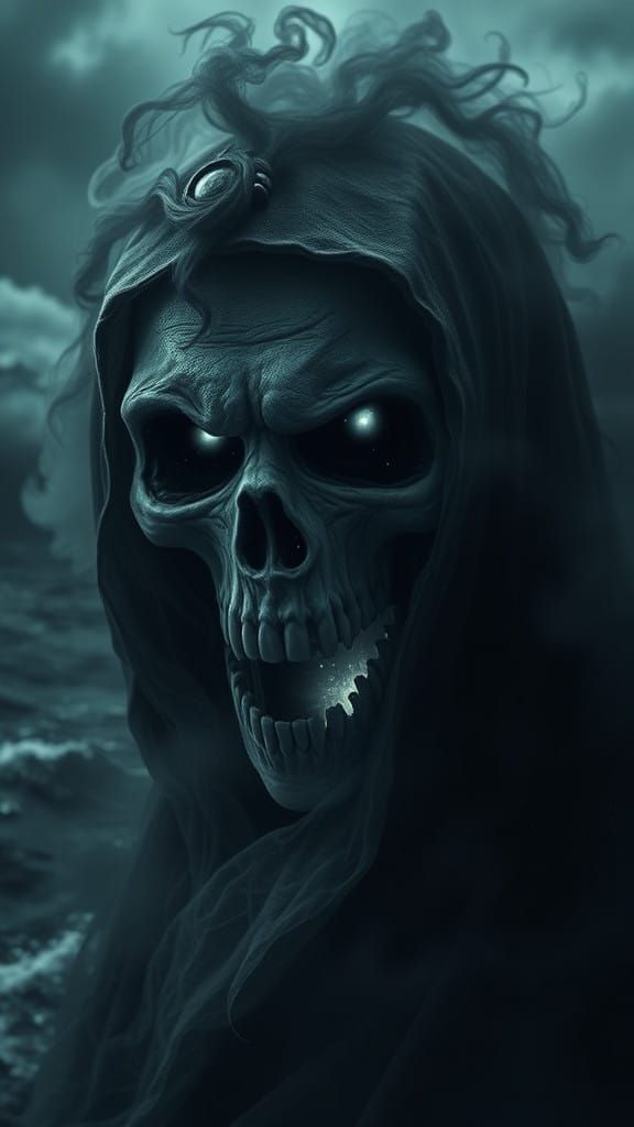 Tormented Ghost in Dark, Gothic Landscape