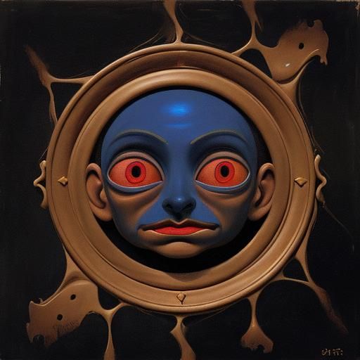 Surrealist Face with No Eyes: Impasto Oil Painting