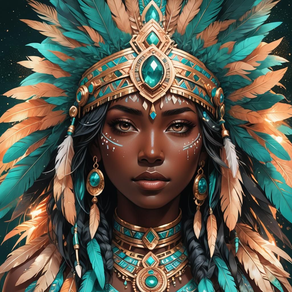 Aztec Girl Portrait in Vibrant Anime Style