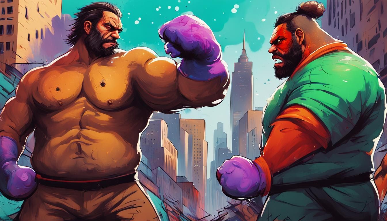 Graffiti Art Fight Scene in a City