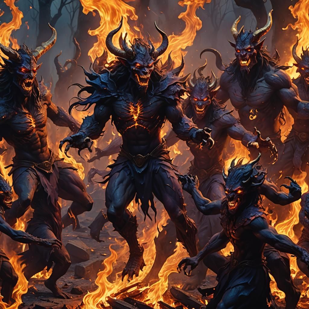Demons Dancing in Fire: Dark Fantasy Art