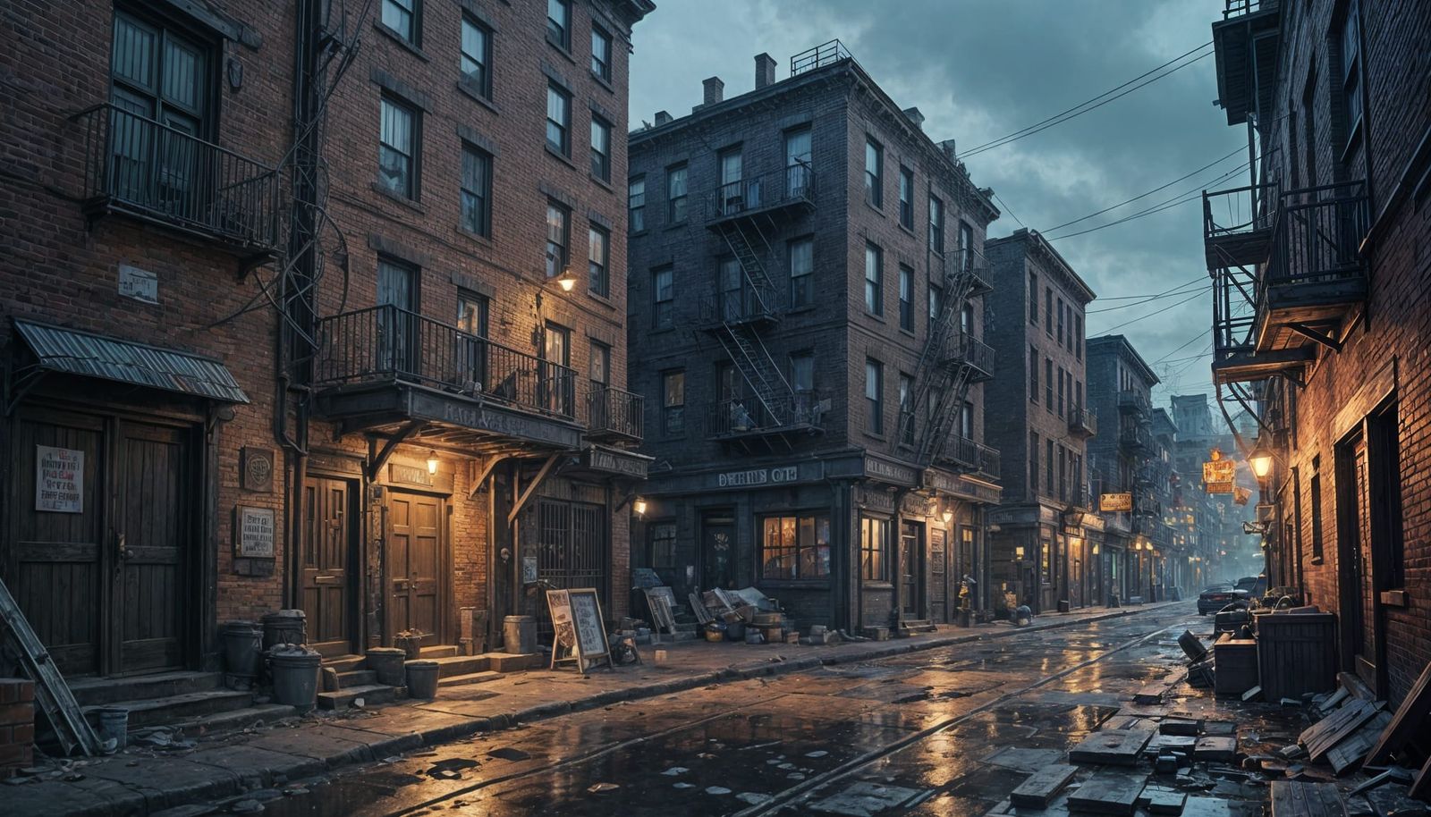 Surreal Victorian Slum Alley in Deep Fantasy Colors