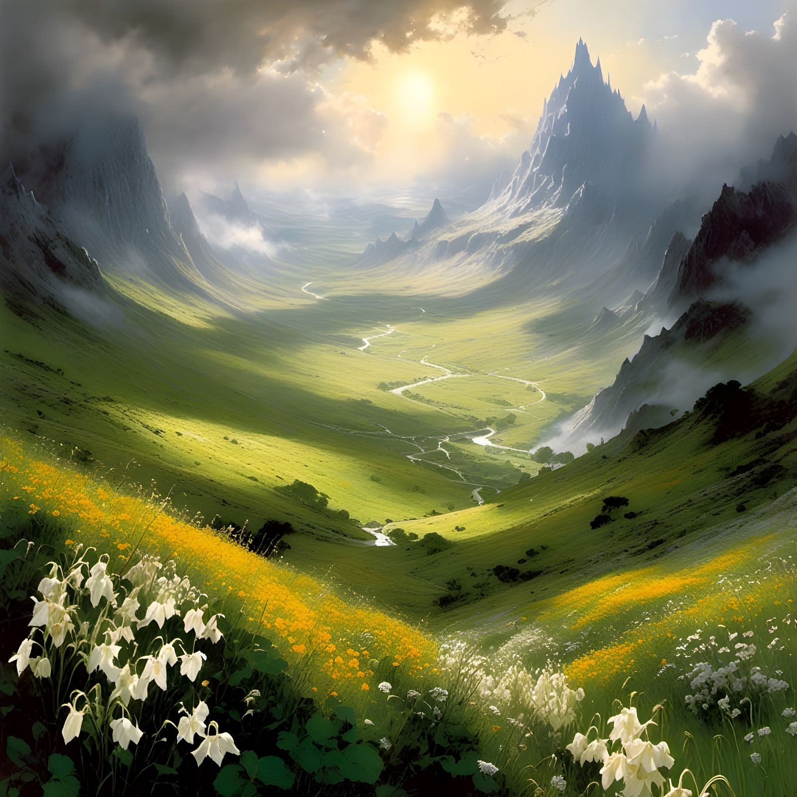 Gondolin: Hidden Valley of Tumladen in a Tolkien Style