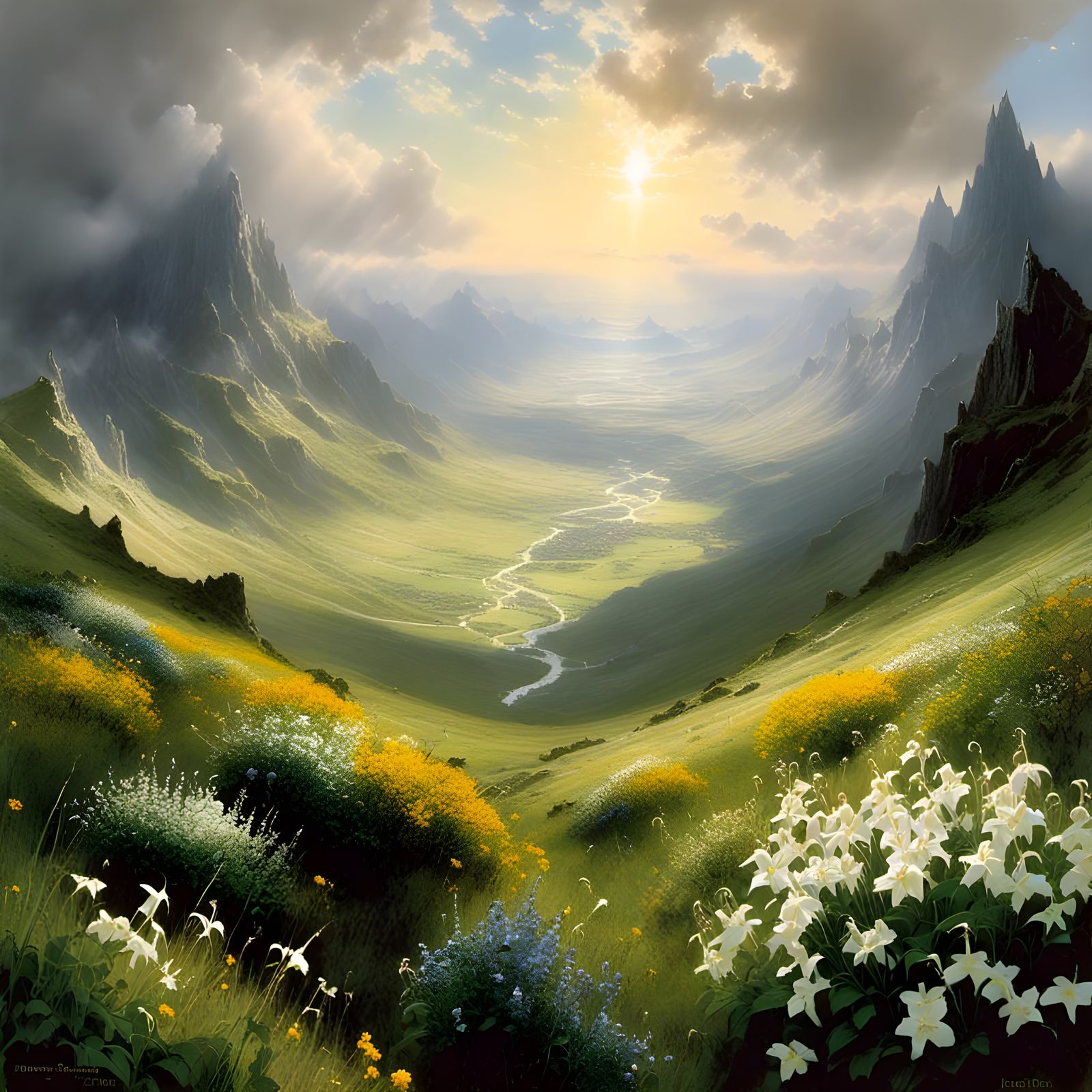 Gondolin in the Vale of Tumladen: A Tolkien-Inspired Scene