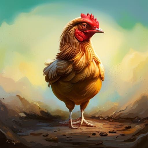Hyperrealistic French Chicken in Manure Splash Art