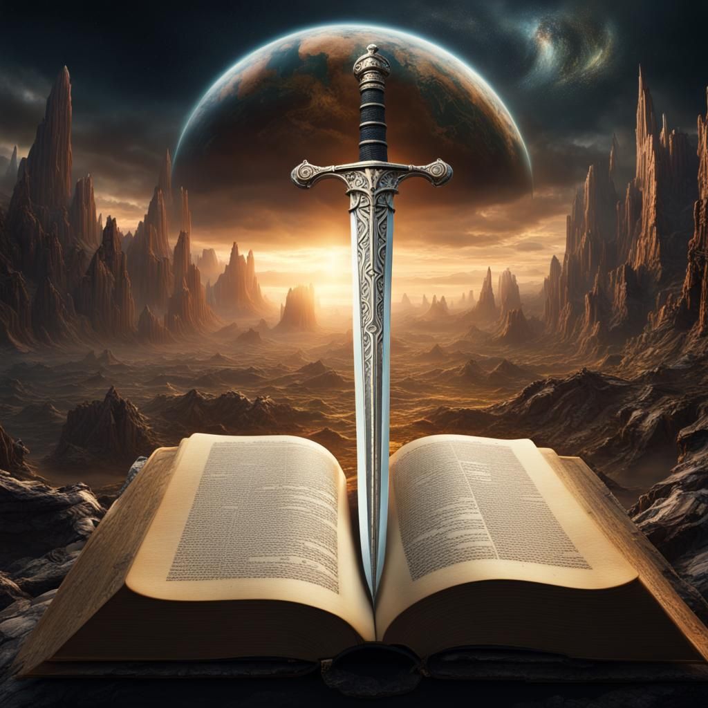 Open Bible, Sword of Truth, and Planet Earth