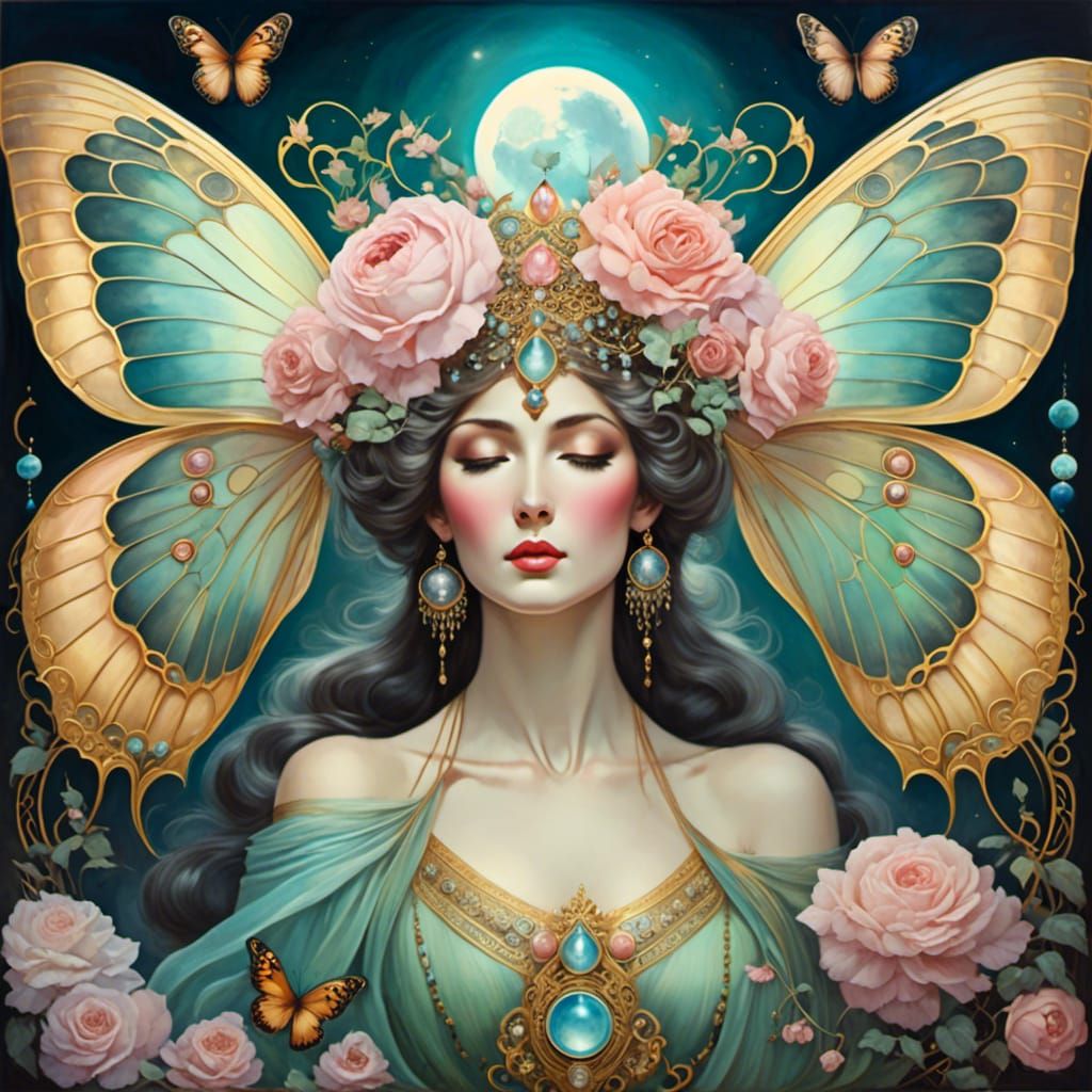 Rose Goddess in Renaissance Museum, Digital Art