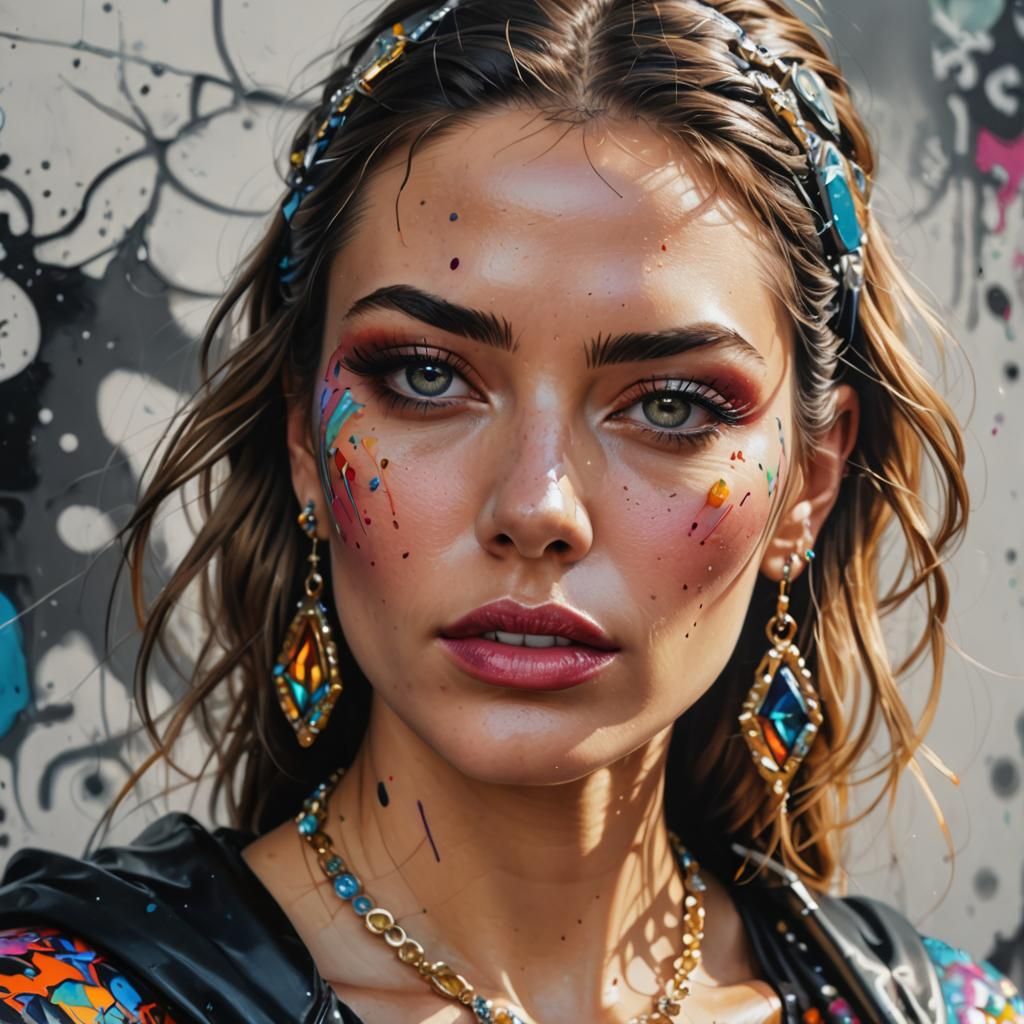 Hyperrealistic Portrait of Woman in Futuristic Jewelry
