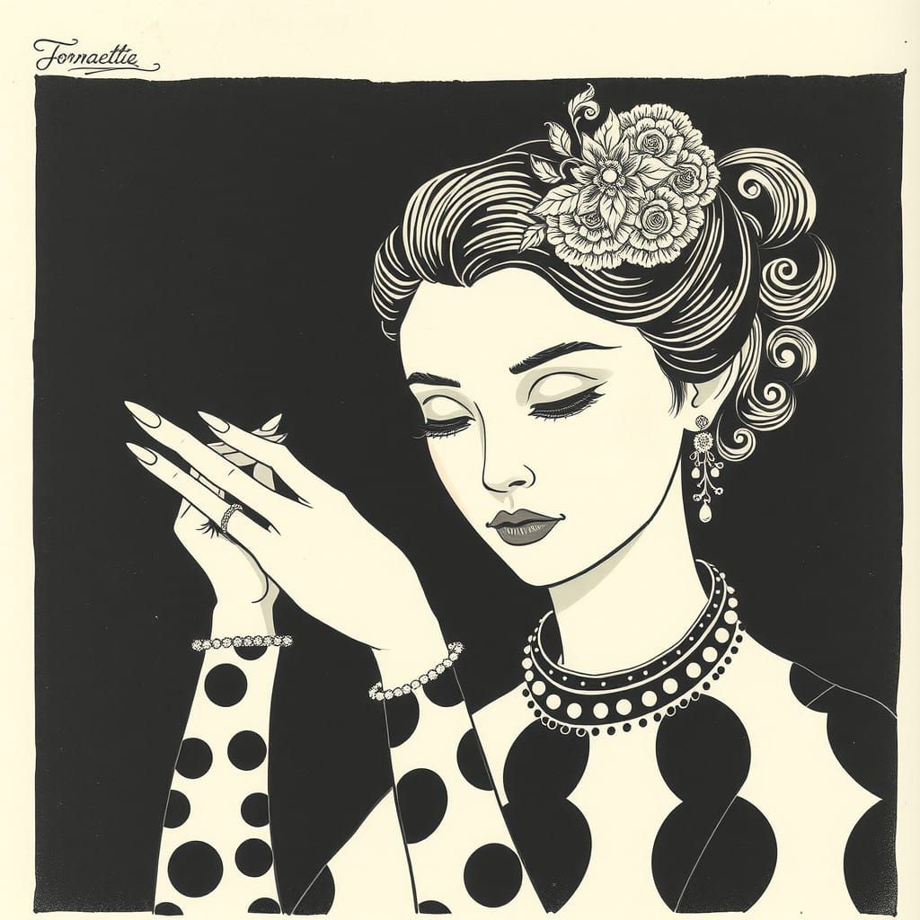 Elegant Decorative Art in Fornasetti Style