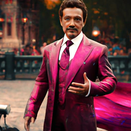 Robert Downey Junior in pink suit