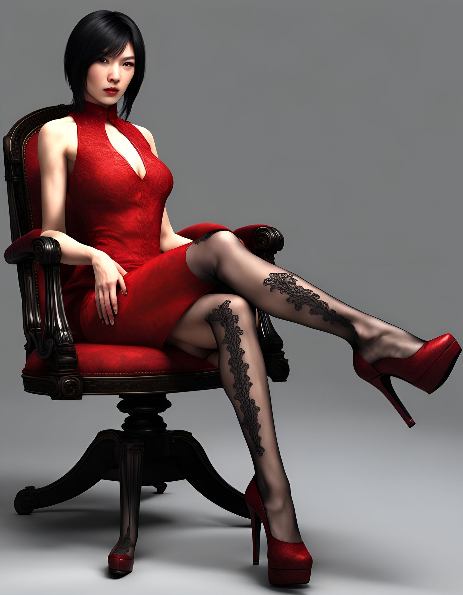 Ada Wong in Red Dress: 3D Rendering